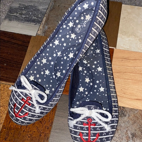 Sperry Blue and White Nautical Flats - Picture 2 of 8